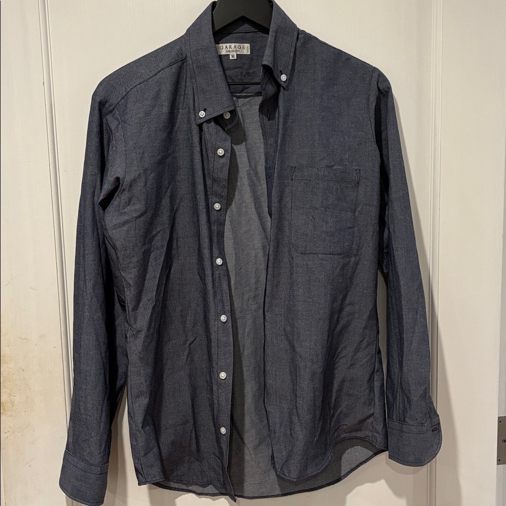 Men's Dark Blue Button-Up Shirt